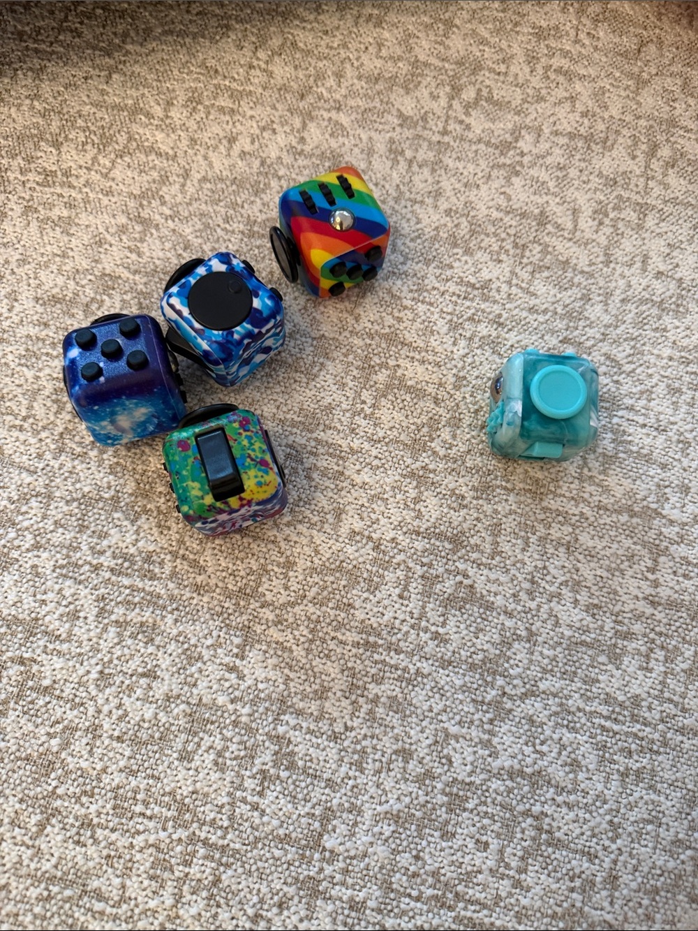 Assorted Colorful Fidget Cube Set - 5 Multicolor Cubes - Picture 2 of 2